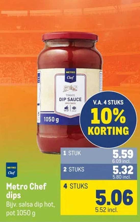 Metro Chef dips - Bijv. salsa dip hot, pot 1050 g V.A. 4 STUKS 10% KORTING