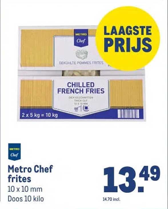 Metro Chef frites 10 x 10 mm Doos 10 kilo LAAGSTE PRIJS