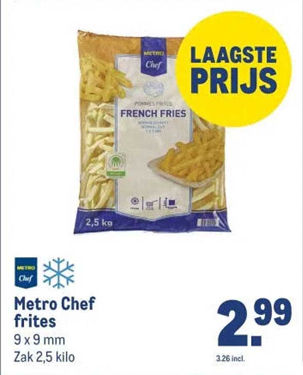 Metro Chef frites 9 x 9 mm Zak 2,5 kilo