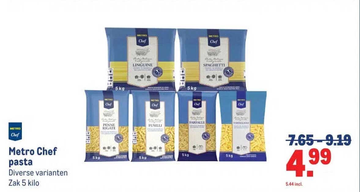 Metro Chef pasta Diverse varianten Zak 5 kilo