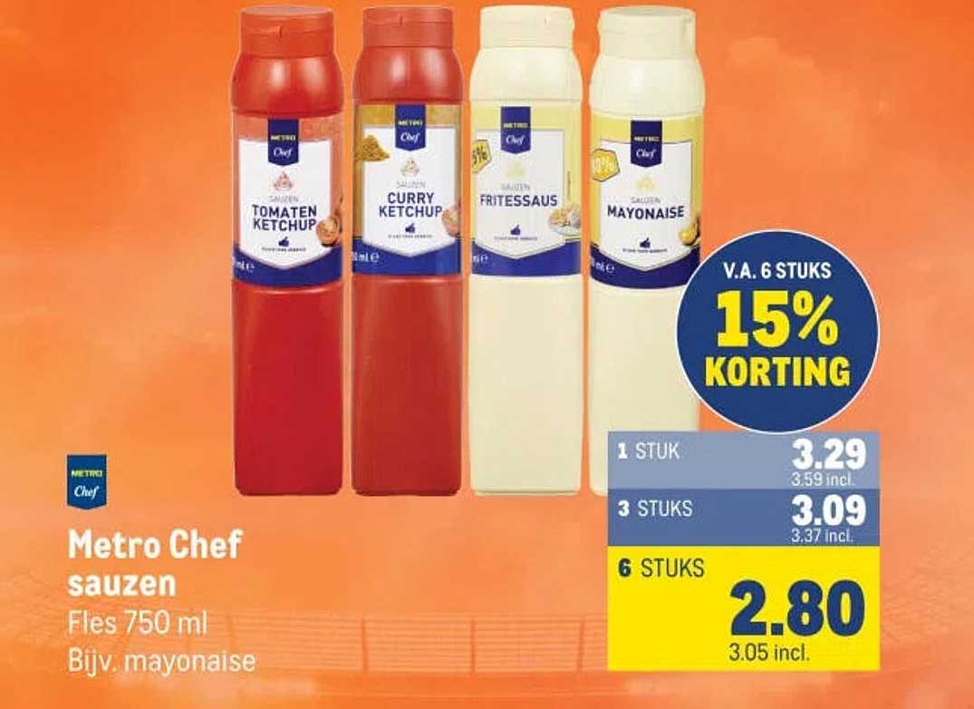 Metro Chef sauzen Fles 750 ml Bijv. mayonaise