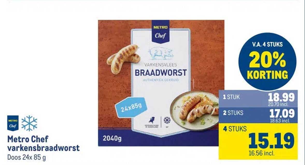 Metro Chef varkensbraadworst Doos 24x 85 g