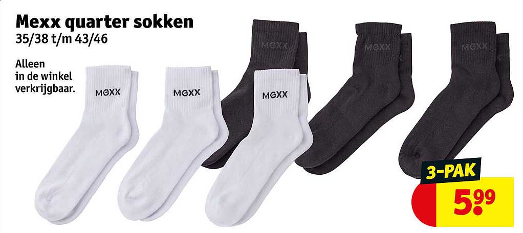 Mexx quarter sokken 35/38 t/m 43/46 3-PAK
