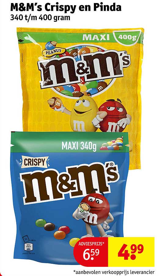 M&M’s Crispy en Pinda 340 t/m 400 gram