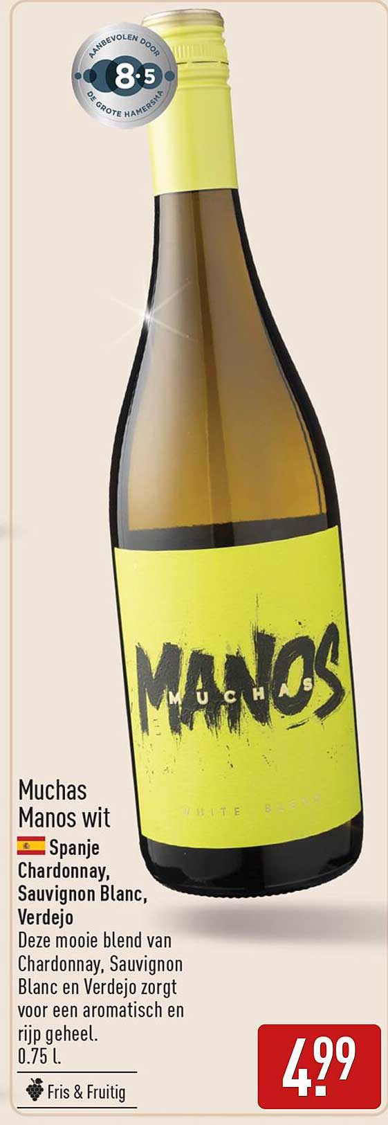 Muchas Manos wit Spanje Chardonnay, Sauvignon Blanc, Verdejo