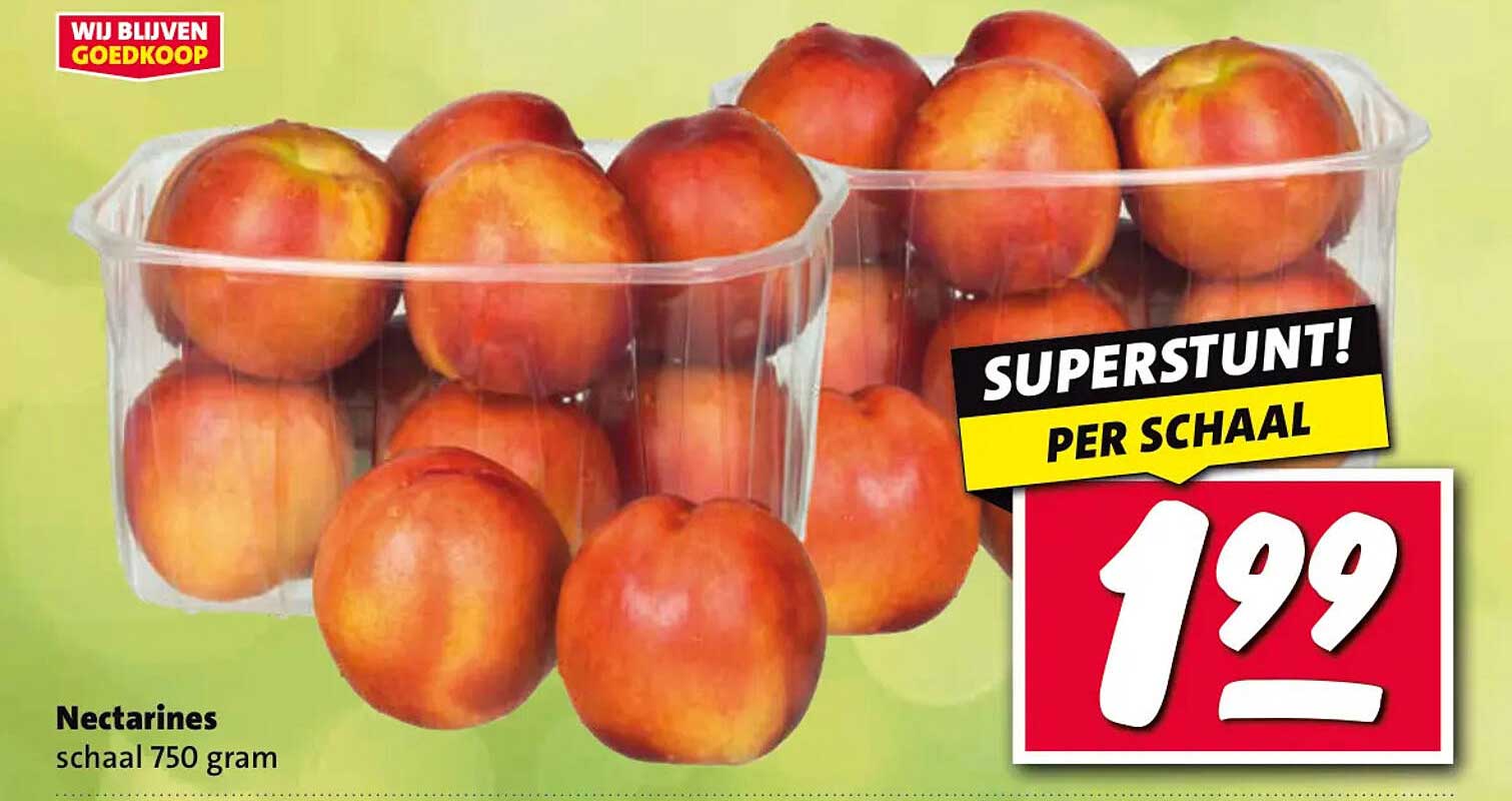 Nectarines schaal 750 gram SUPERSTUNT! PER SCHAAL