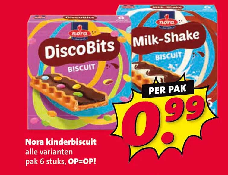 Nora kinderbiscuit alle varianten pak 6 stuks, OP=OP!