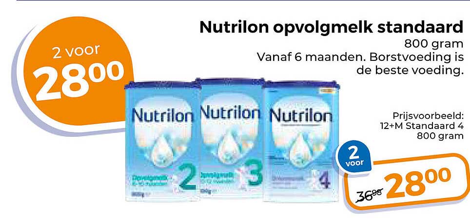 Nutrilon opvolgmelk standaard 800 gram 2 voor 28.00