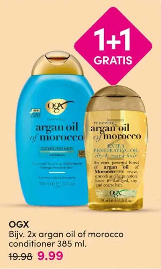 OGX Bijv. 2x argan oil of morocco conditioner 385 ml. 1+1 GRATIS