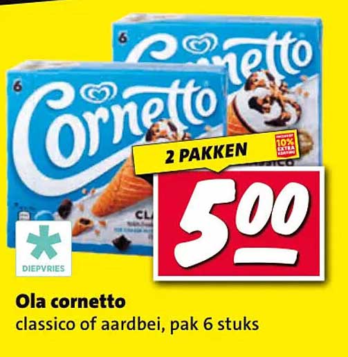 Ola cornetto classico of aardbei, pak 6 stuks 2 PAKKEN