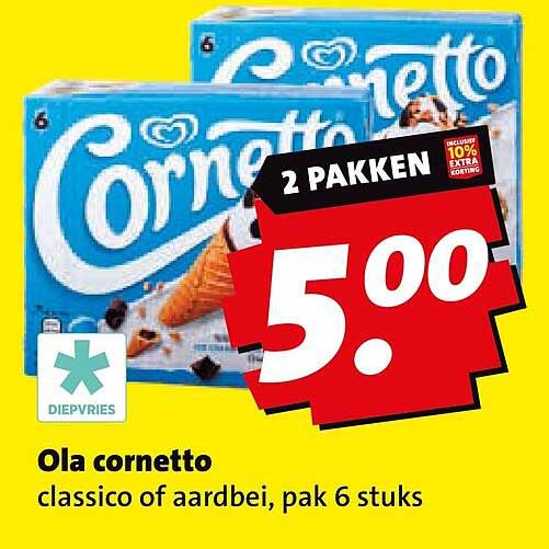 Ola cornetto classico of aardbei, pak 6 stuks 2 pakken