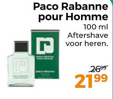 Paco Rabanne pour Homme 100 ml Aftershave voor heren.
