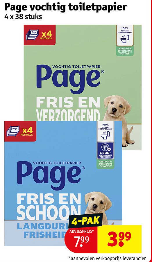 Page vochtig toiletpapier 4 x 38 stuks 4-pak