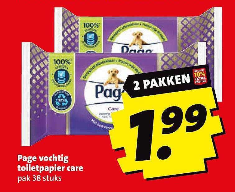 Page vochtig toiletpapier care pak 38 stuks 2 PAKKEN