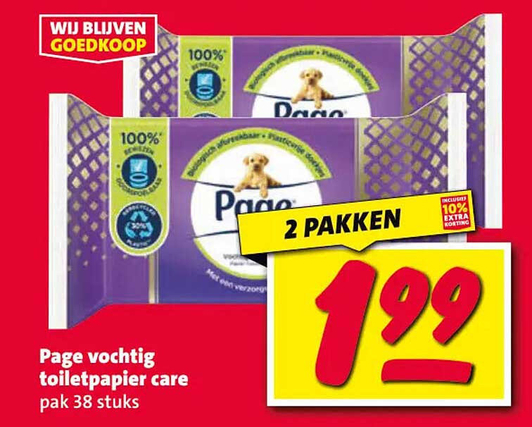 Page vochtig toiletpapier care pak 38 stuks 2 pakken