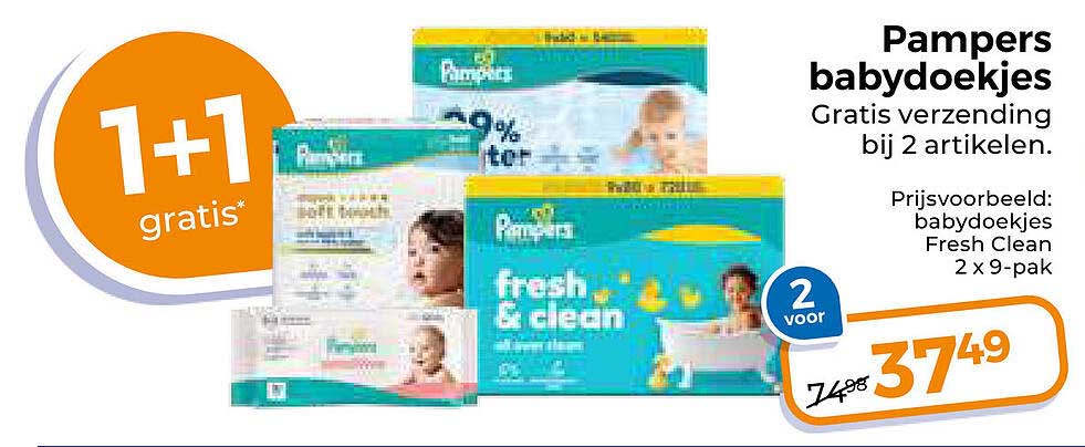 Pampers babydoekjes 1+1 gratis