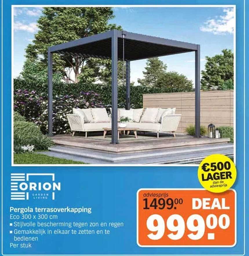 Pergola terrasoverkapping Eco 300 x 300 cm DEAL
