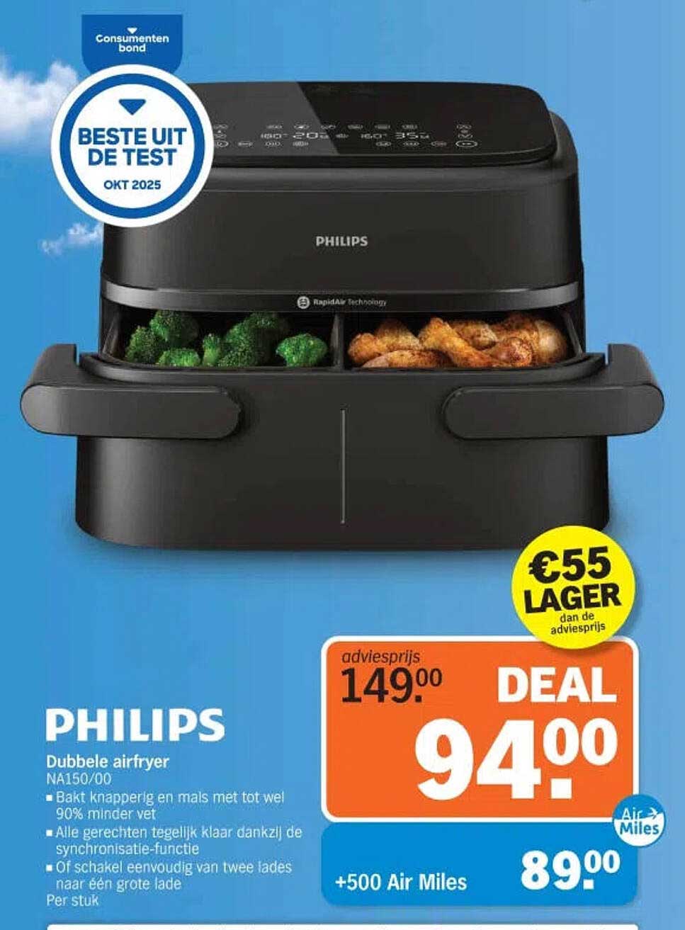 PHILIPS Dubbele airfryer NA150/00