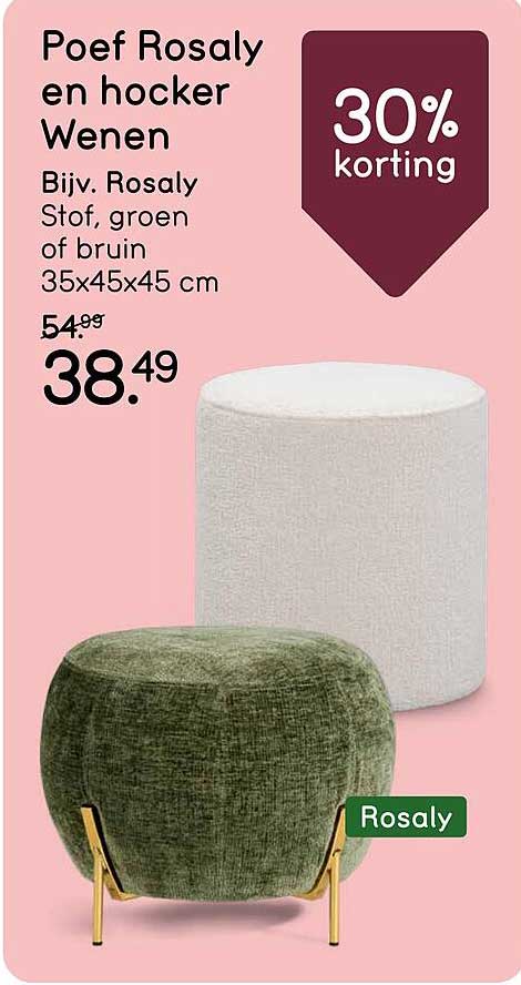 Poef Rosaly en hocker Wenen 30% korting