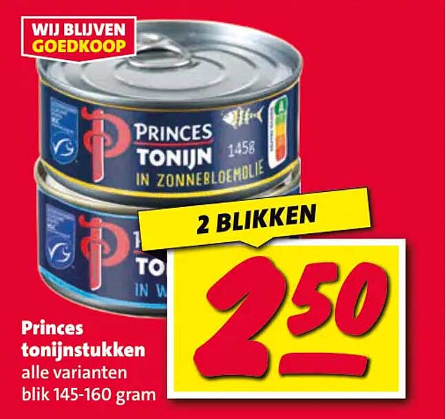 Princes tonijnstukken alle varianten blik 145-160 gram 2 blikken