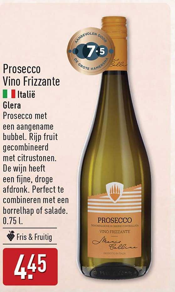 Prosecco Vino Frizzante Italië Glera