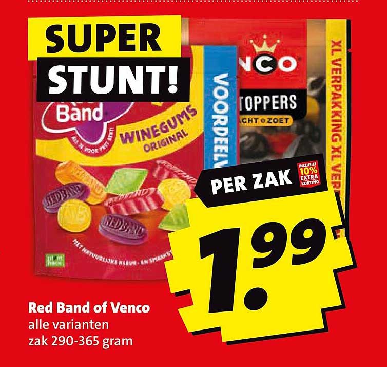 Red Band of Venco alle varianten zak 290-365 gram PER ZAK