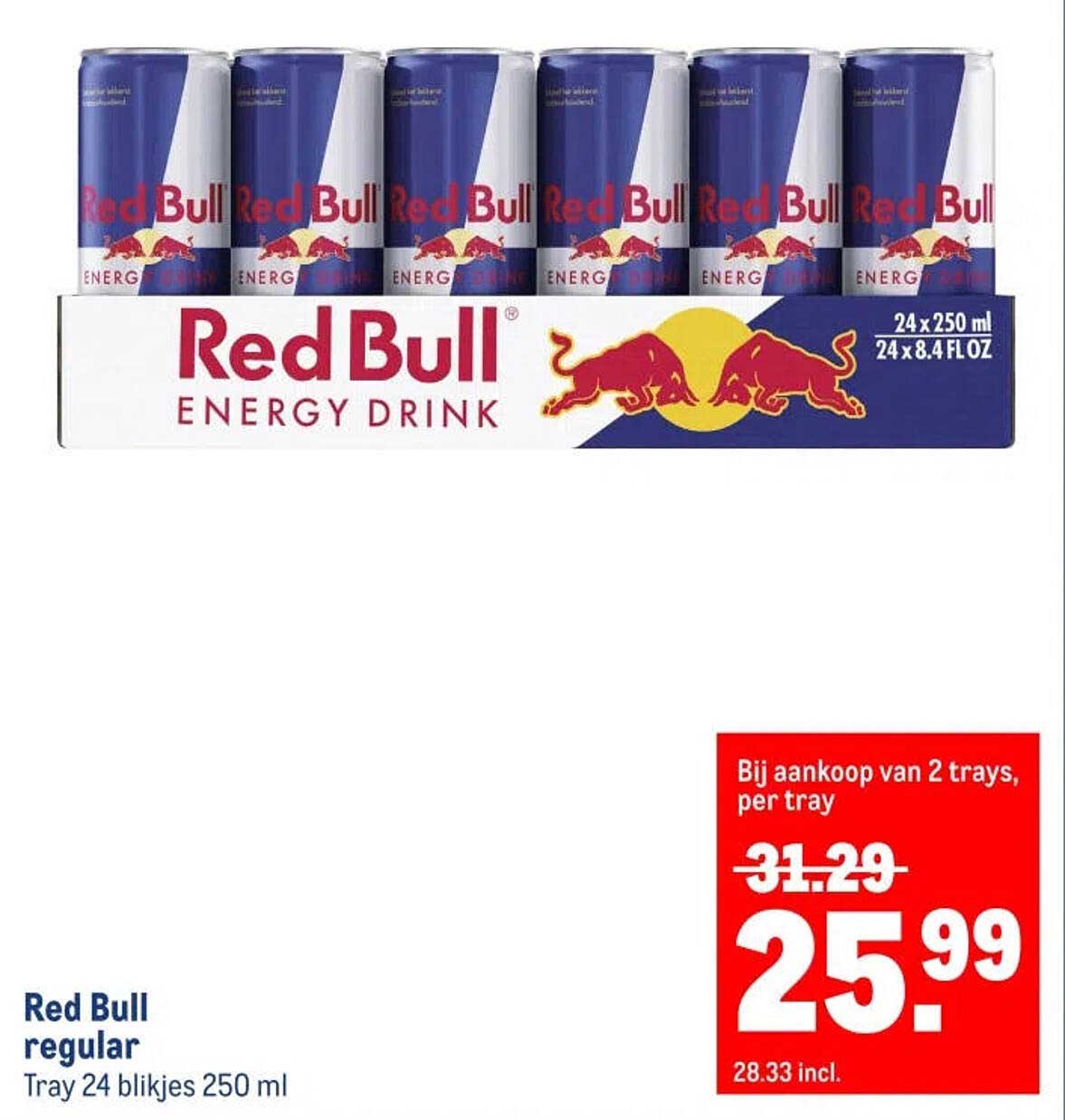 Red Bull regular Tray 24 blikjes 250 ml