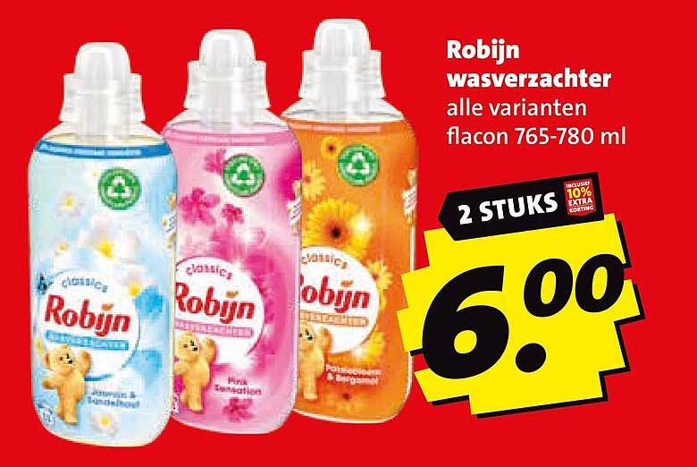 Robijn wasverzachter alle varianten flacon 765-780 ml 2 STUKS