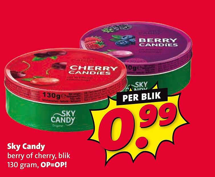 Sky Candy berry of cherry, blik 130 gram, OP=OP!