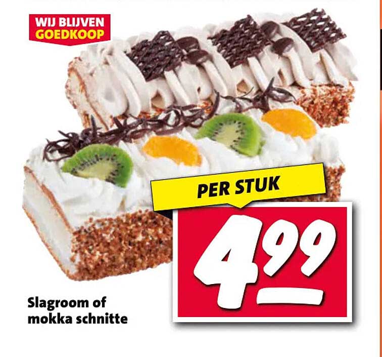 Slagroom of mokka schnitte per stuk