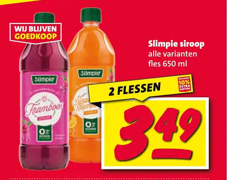 Slimpie siroop alle varianten fles 650 ml 2 FLESSEN