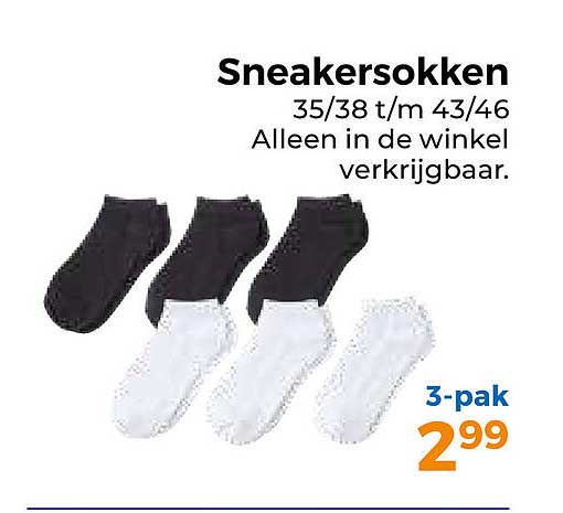 Sneakersokken 35/38 t/m 43/46 Alleen in de winkel verkrijgbaar.