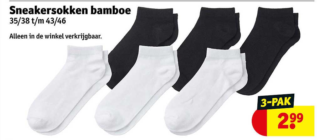 Sneakersokken bamboe 35/38 t/m 43/46 3-PAK