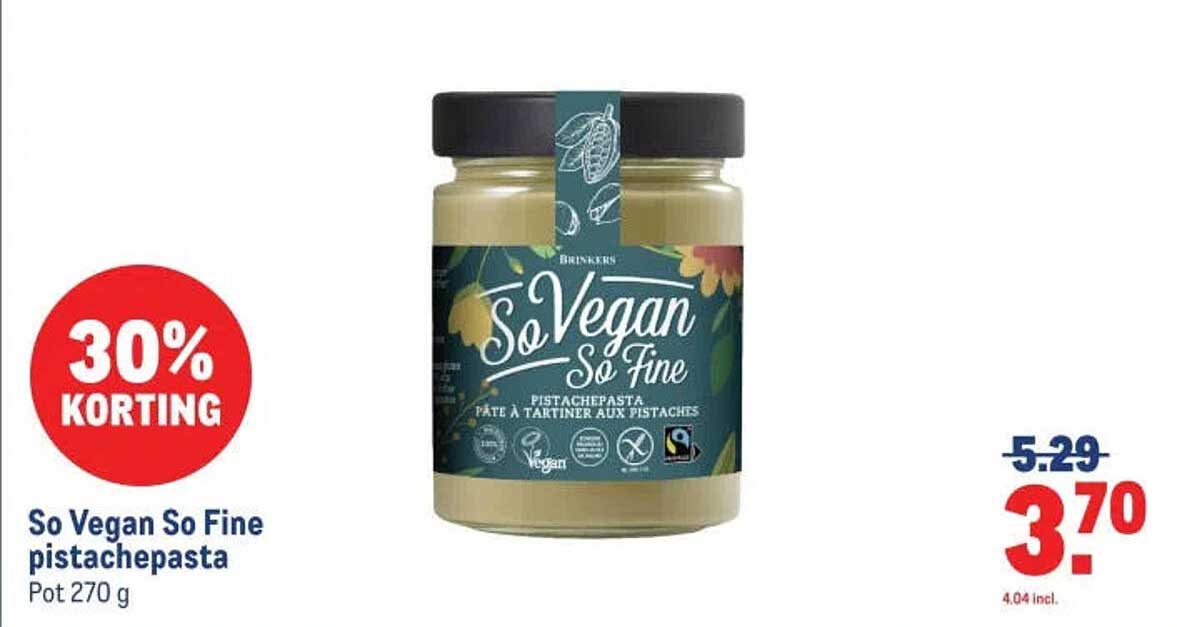 So Vegan So Fine pistachepasta 30% korting