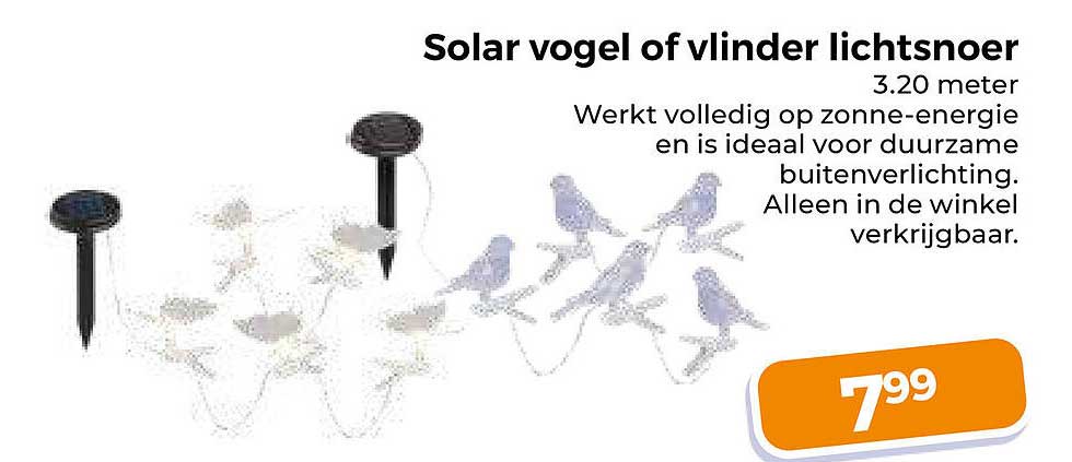 Solar vogel of vlinder lichtsnoer 3.20 meter