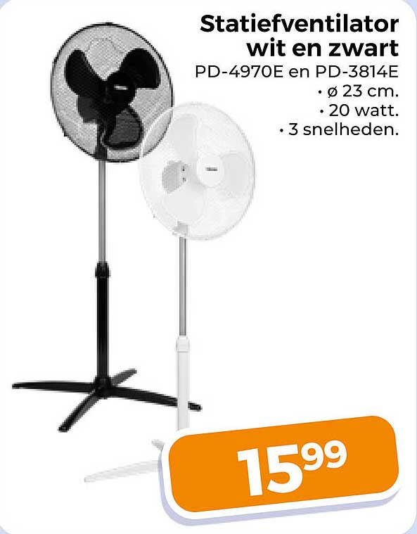 Statiefventilator wit en zwart PD-4970E en PD-3814E