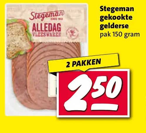 Stegeman gekookte gelderse pak 150 gram 2 PAKKEN