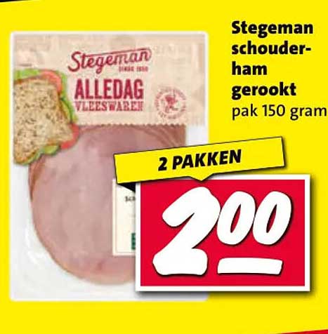 Stegeman schouderham gerookt pak 150 gram 2 pakken