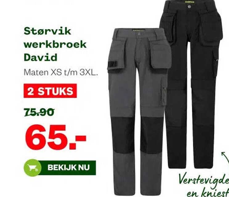 Størvik werkbroek David Maten XS t/m 3XL. 2 STUKS