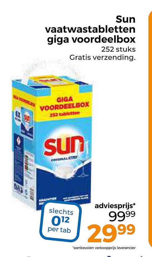 Sun vaatwastabletten giga voordeelbox 252 stuks Gratis verzending.
