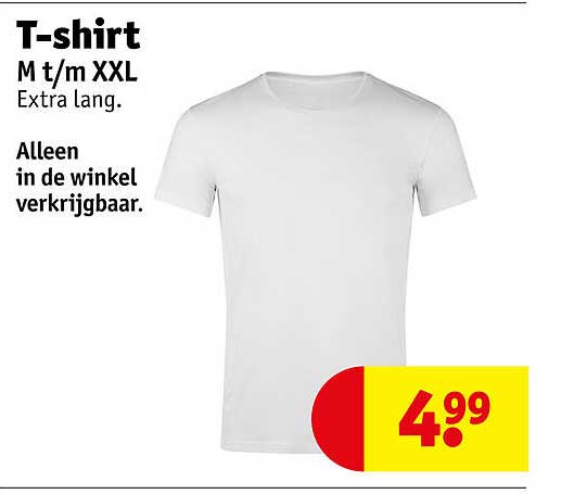 T-shirt M t/m XXL Extra lang.