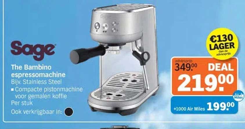 The Bambino espressomachine Blij. Stainless Steel