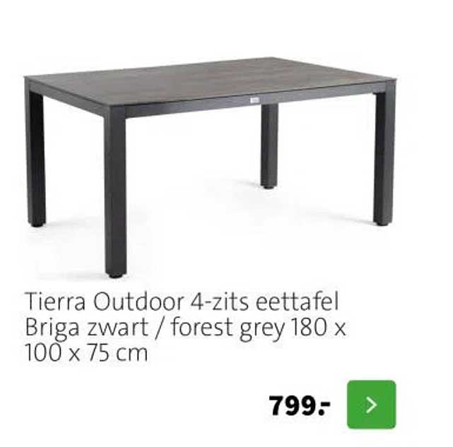 Tierra Outdoor 4-zits eettafel Briga zwart / forest grey 180 x 100 x 75 cm