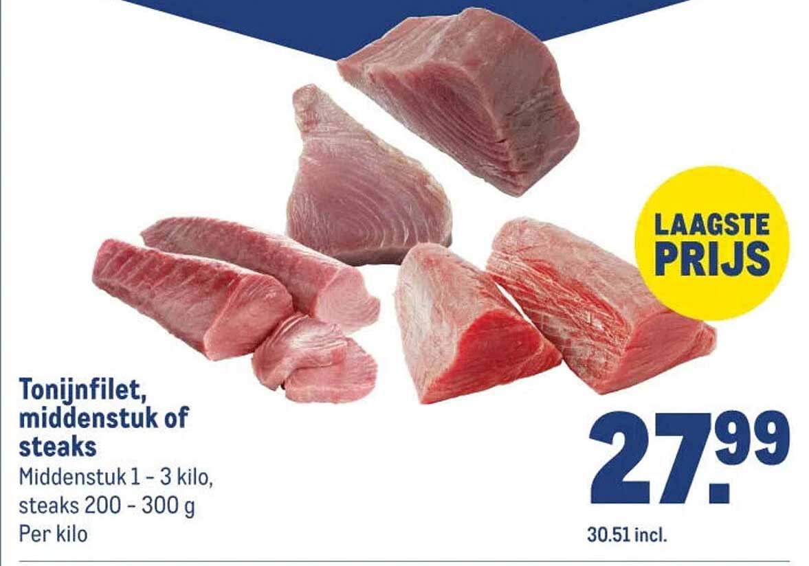 Tonijnfilet, middenstuk of steaks