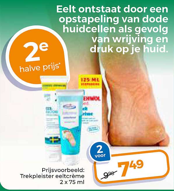 Trekpleister eeltcrème 2 x 75 ml 2e halve prijs