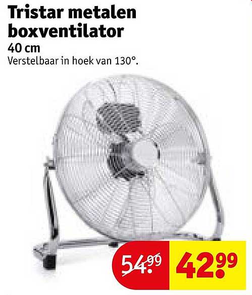 Tristar metalen boxventilator 40 cm Verstelbaar in hoek van 130°.