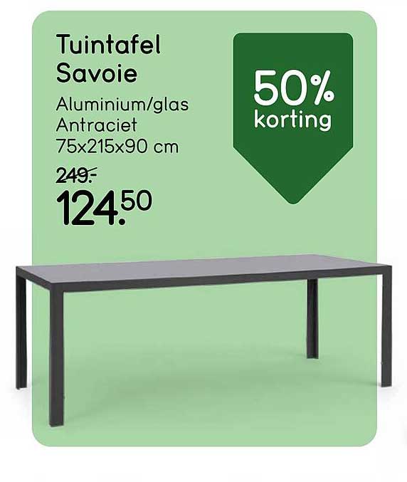 Tuintafel Savoie Aluminium/glas Antraciet 75x215x90 cm 50% korting