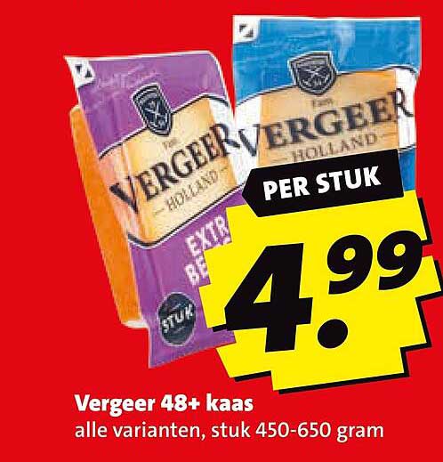 Vergeer 48+ kaas alle varianten, stuk 450-650 gram PER STUK