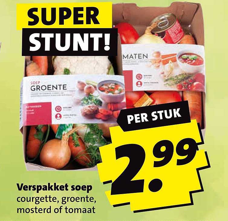 Verspakket soep courgette, groente, mosterd of tomaat