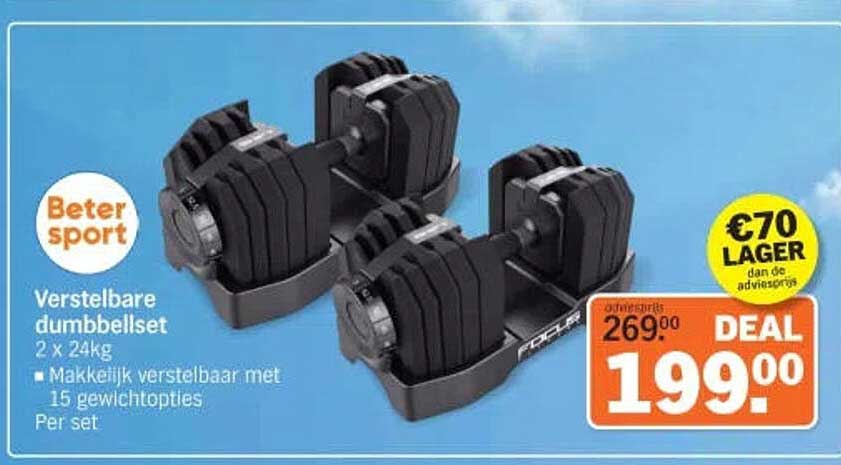 Verstelbare dumbbellset 2 x 24 kg